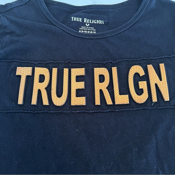 True Religion Golden Logo Graphic Short Sleeve T-Shirt Size M (8-10) - Picture 5 of 8